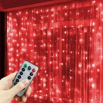 Uplift Picks USB Wedding Garland Curtain Lights With Remote And 8 Modes red 3x2m 200 Leds