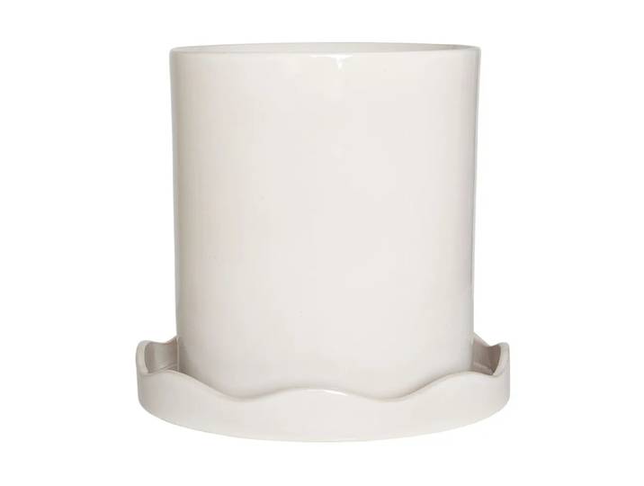 OYOY Pot Nami avec soucoupe Ø27 cm large Blanc