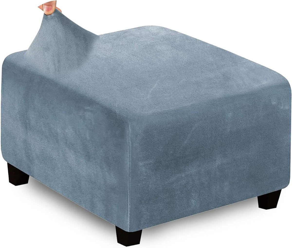 Rekbare Ottomaanse hoes voor kruk beschermer - Maat M - Grijs blauw
