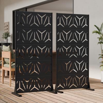 Lirago 2Pcs Outdoor Freestanding Metal Privacy Screen Decorative Partition Panel for Patio Garden Balcony