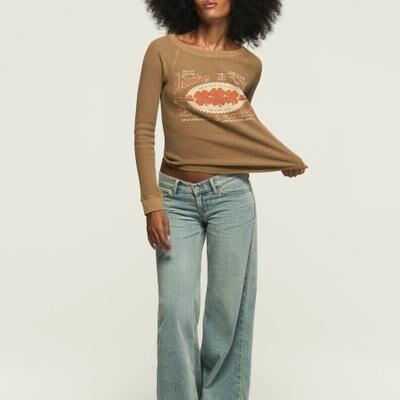 Lucky Brand Lucky Clovers Thermal - Women's Clothing Thermal Tops Tee Shirts in Coffee Liqueur, Size XS