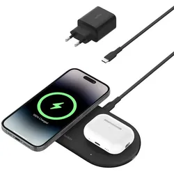 Belkin BoostCharge Pro 15 W kabellose magnetische 2-in-1-Ladestation mit Qi2, schwarz