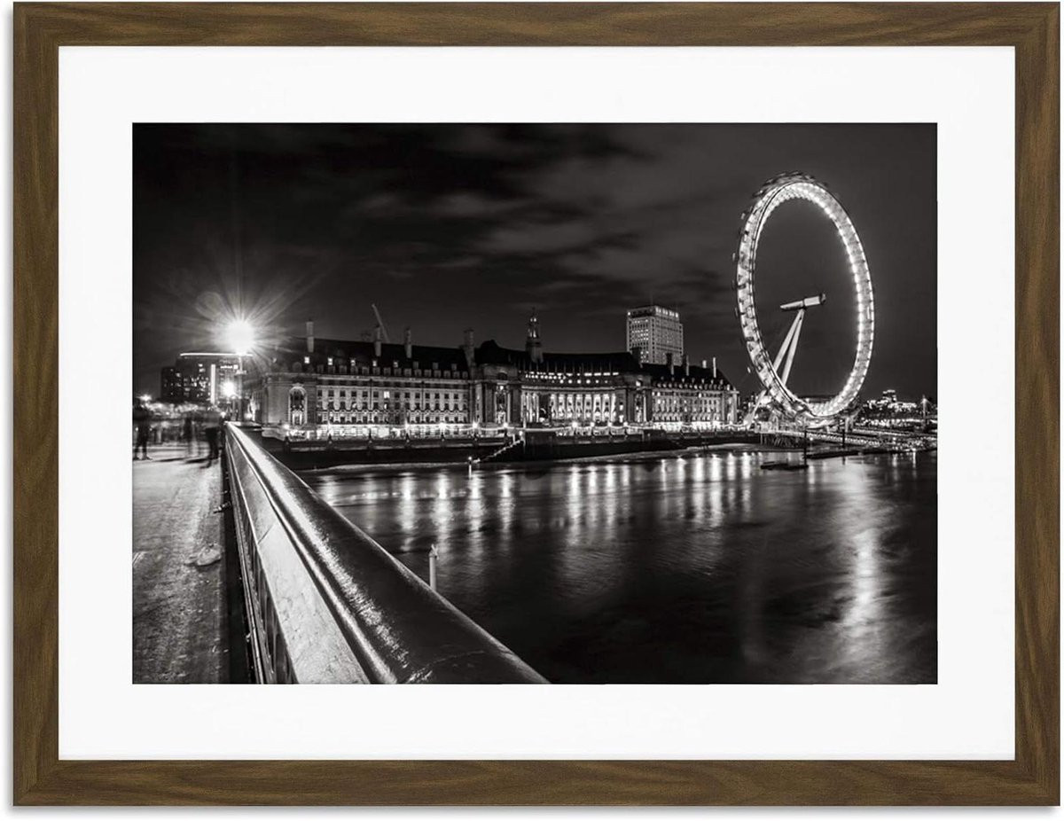 Ingelijste Kunstprint Stadsgezicht Wandposter Bruin - 51 x 66 cm
