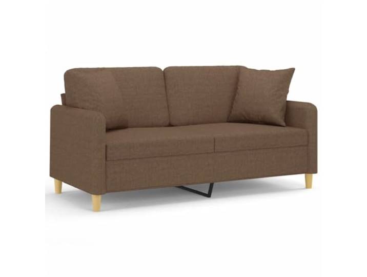 Todiikf 2-Sitzer Sofa Stoff Couch mit Zierkissen Braun 158 cm Modernes 2-Sitzer Stoffsofa in Braun mit robustem Metallgestell und 2 Kissen fuer Wohnzimmer und Büro.