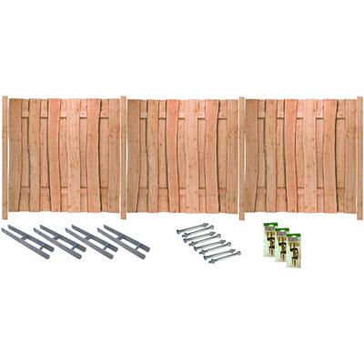 Sichtschutzelement TETZNER & JENTZSCH "LAKEWOOD 1", beige (natur), H:180cm, Edelstahl, Massivholz, Zaunelemente, Rustikale Optik dank Fertigung aus Bonanzabohlen