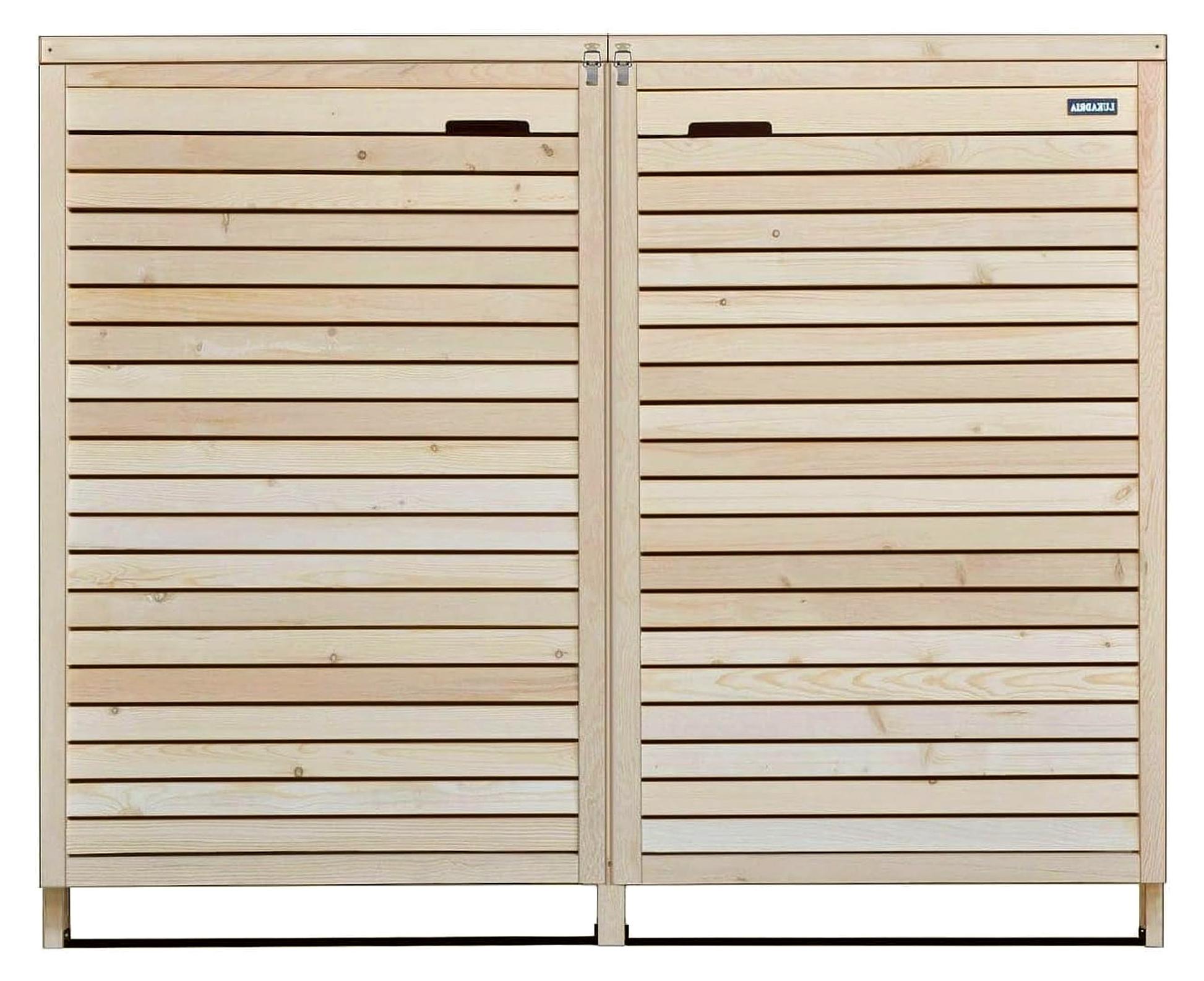 Mülltonnenbox aus Holz für 240L Mülltonnen mit Rückwand, vormontiert, für 2 Tonnen