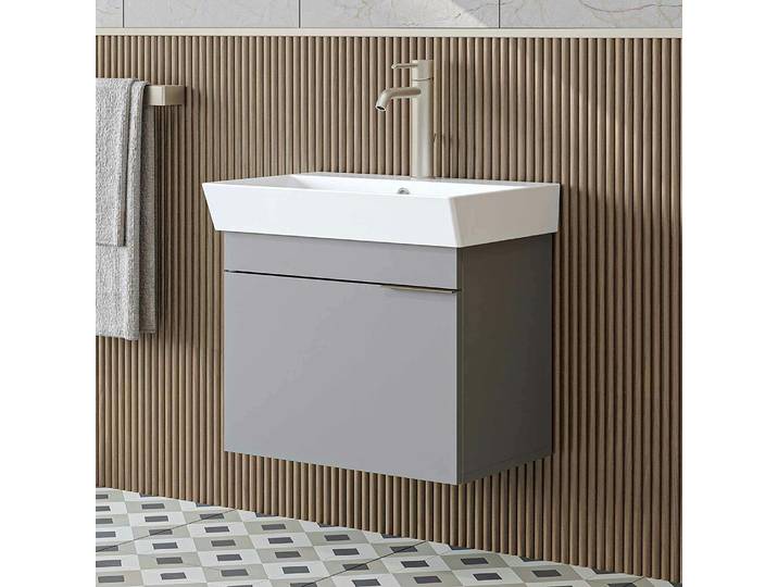 Meuble vasque 59 cm 1 porte NORIA - Gris clair