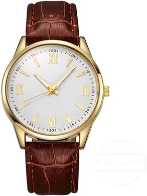 ModernMart Ultra Thin Minimalist Leather Watch For Men Classic Quartz Dress Watch brown And White