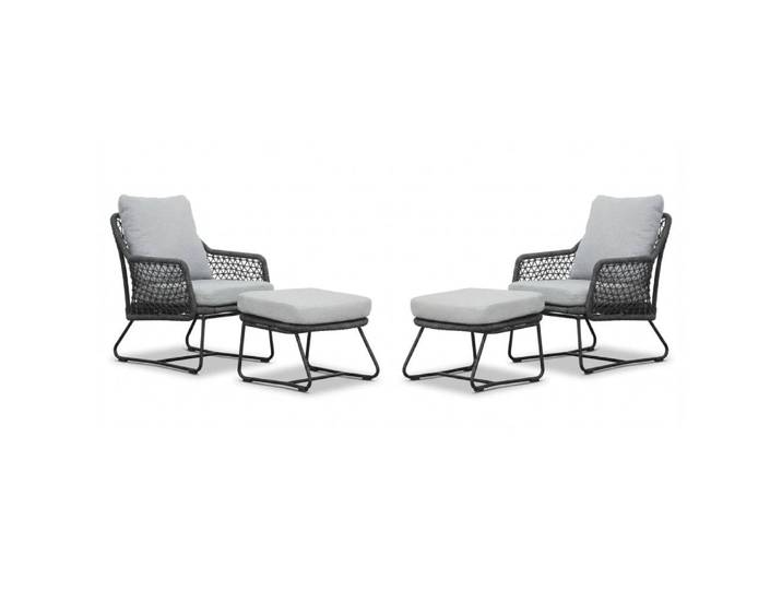 Gianna lounge balkonset 2 personen touw + aluminium Stone Grey 4-delig