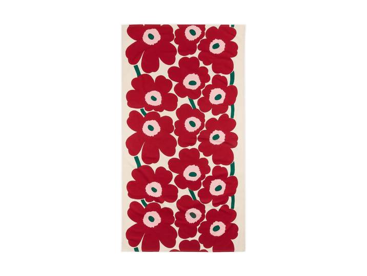Marimekko Nappe Unikko Off white-cranberry-rose, 135x250 cm