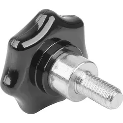STERNGRIFF MIT VORSTEHENDER BUCHSE D=M08X50, D1=40 H=25, FORM:L, DUROPLAST SCHWARZ, KOMP:STAHL