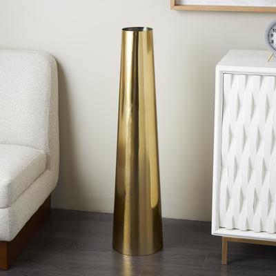 ARCILLA ELEMENTAL Gold or Silver Stainless Steel Metal Tall Floor Cone Decorative Vase