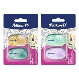 Pelikan Kunststoff-Radierer, ergonomisch, 2er Blister thermoplastischer Kunststoff (PVC frei), abriebfrei (400207753)