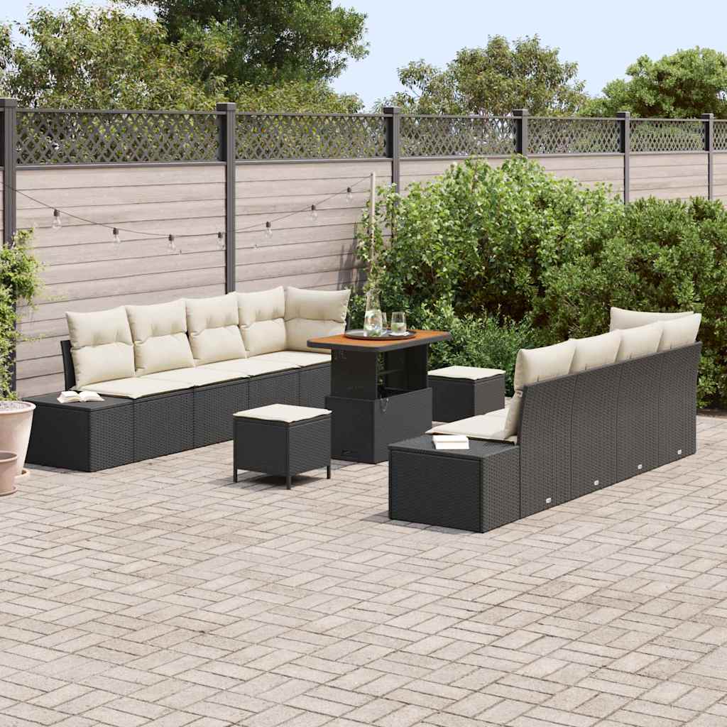 vidaXL Ensemble de canapé de jardin Noir Poly rotin