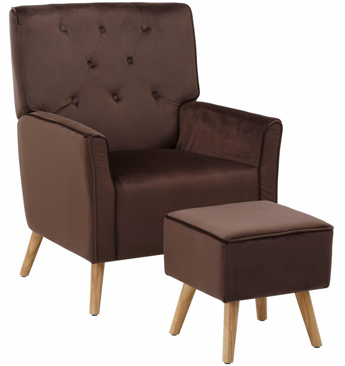 Notio Living Michigan Fauteuil met kruk in fluweelbruin