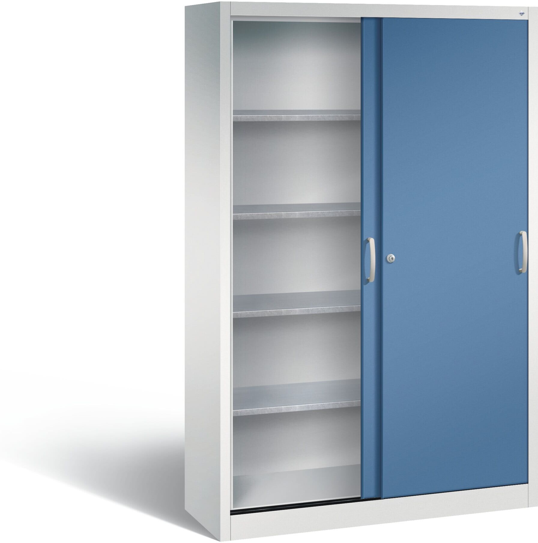 C+P Schiebetürenschrank Acurado, H1950xB1200xT400mm, Front Fernblau, Korpus Lichtgrau (2049-00) ; C + P Möbelsysteme (2049-00 S10100)