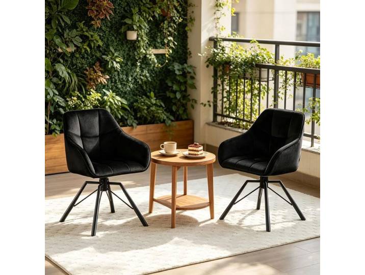 Chaise de cuisine - SOGEU - Dossier souple - Assise large velours - Pivotante 360° - Lot de 2 métal