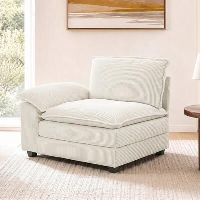 Uixe Modern Corduroy Upholstered Corner Armless Modular Sectional Sofa