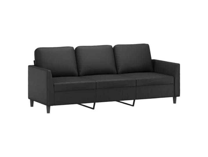 Todiikf 3-Sitzer Sofa Schwarz Kunstleder Polstersofa Metallgestell 200cm Modernes Polstersofa mit stabiler Metallkonstruktion und bequemer Schaumstoffpolsterung für Wohnzimmer und Büro.