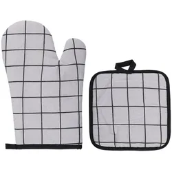 Edco Ofenhandschuh- und Topflappen-Set 3as, Backhandschuhe + Topflappen, Weiss, Schwarz