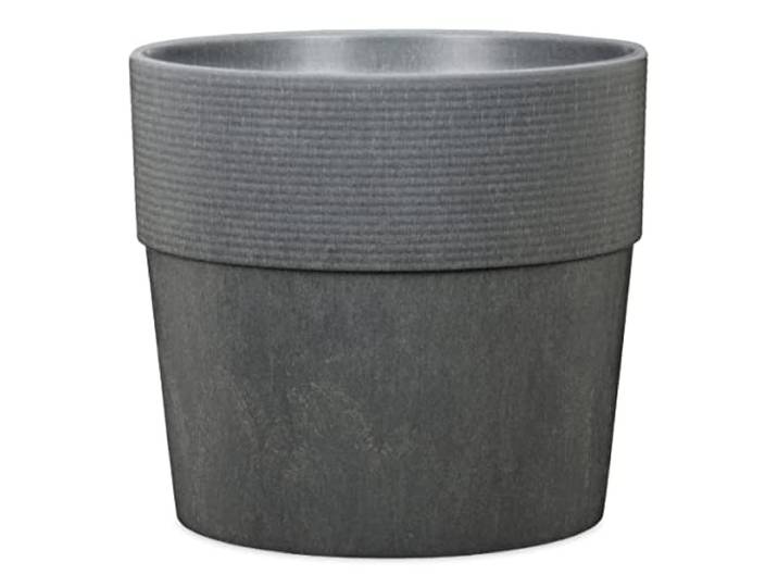 Scheurich Groove 40, Blumentopf/Pflanzkübel, rund, Farbe: Carbon, hergestellt mit recyceltem Kunststoff, 8 Jahre Garantie, für den Innenbereich