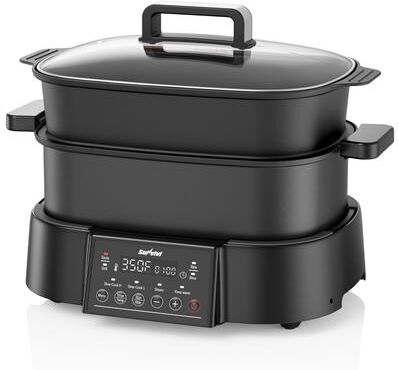 Royalcraft 6.5QT 8‑in‑1 Electric Multi‑Cooker, 1250W Non‑Stick Slow Cooker with Steam Basket