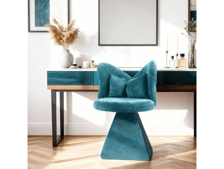 Chaise pivotante 52x52x78 cm chaise de coiffeuse sans accoudoirs tissu bleu