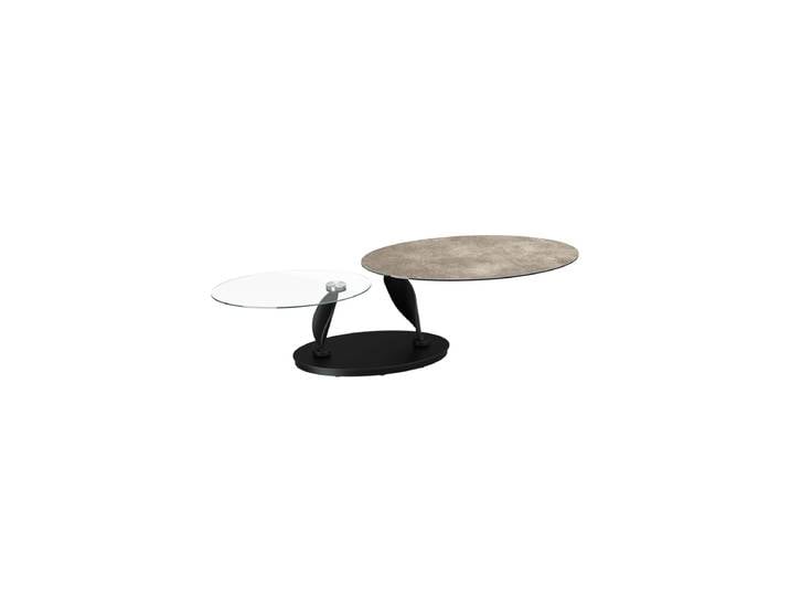 Ausziehbarer, flexibler Design Keramik Couchtisch „Rosa“ Zementgrau Akante Design