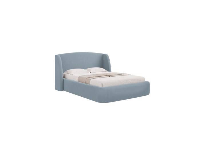 Design Polsterbett „Aude“ mit Ablagefach, Strukturstoff Hellblau CXL by Christian Lacroix