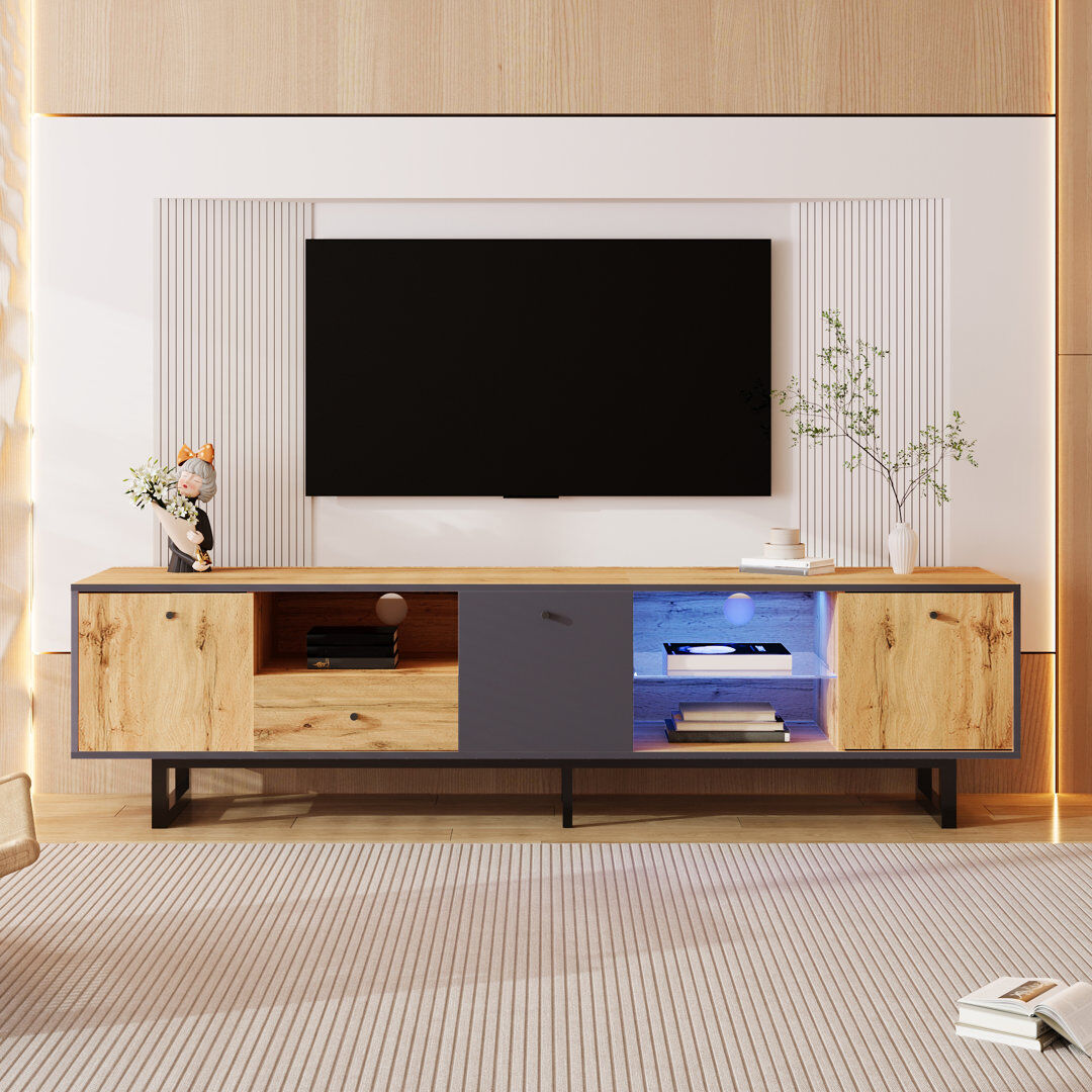 East Urban Home TV Stand for TVs up to 85" Natural Wood 85"