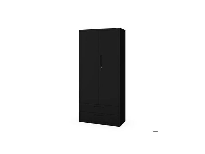 JAN NOWAK Armoire de bureau haute en métal avec double tiroir MEGAN Noir 195x90x40 cm