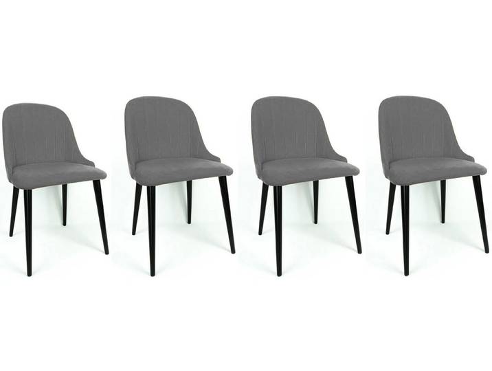 Muffo Stuhl Summer (Modernes Design mit vertikalen Nähten, 4 St), Sitz gepolstert, hohe Metallbeine