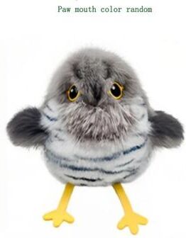 The Handy Homestead Interactive Flapping Bird Cat Toy Rechargeable Chirping Plush For Indoor Cats grey