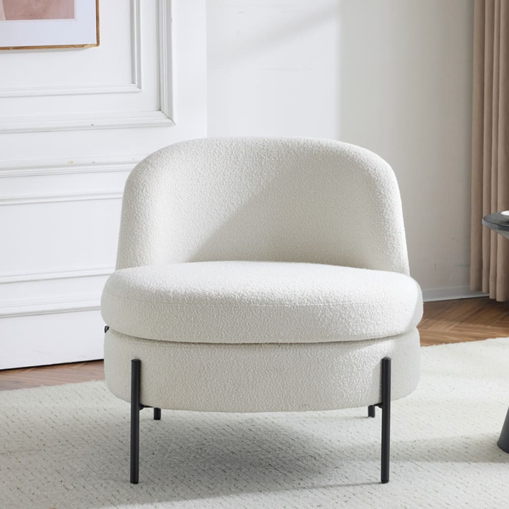 Homifab Fauteuil en tissu bouclé beige Beige 73x70x71cm