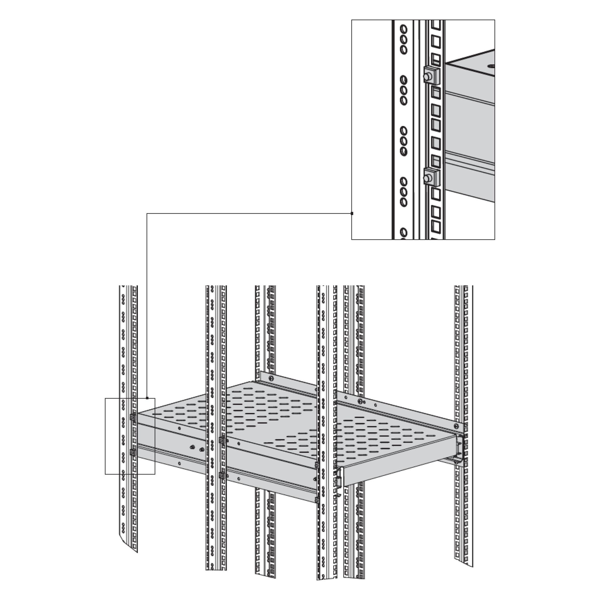 EFB Elektronik Schwerlast Fachboden, ausziehbar, 6 x Seitenmont., 140 kg, Schranktiefe 1000..1200, RAL9005 (691640ATS.02)