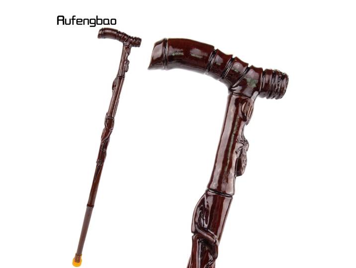 Bâton de Marche en Bois de Bambou à Joint Unique, Baguette Décorative, Cigale Marron, Béquille d'Halloween, Crosier, 92cm