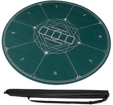 Costway Round Poker Mat for Texas Hold'em 40 inch Portable Foldable Anti-Slip Rubber Base Table Layout-Green