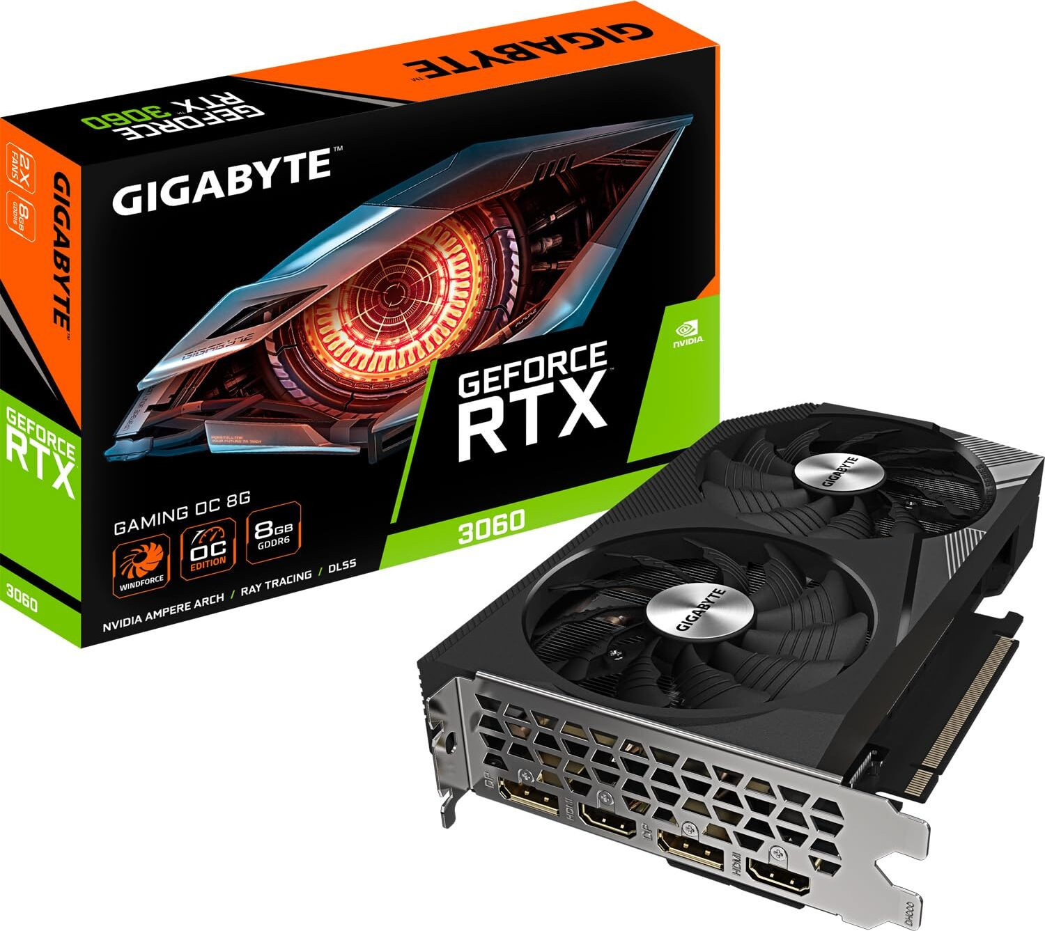 Gigabyte GeForce RTX 3060 GAMING OC Grafische kaart, 8GB, revisie 2.0