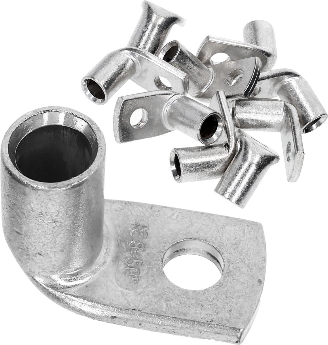 Kalitec 10 stuks Buiskabelschoenen 50mm² M8 90 graden Krimpkabelschoenen Koper