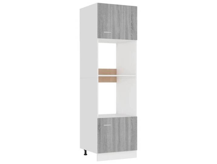 Les Soldes Meuble micro-ondes  Lyon  - Placard/Cabinet - Capacité totale 50 kg - Pieds réglables - Gris Sonoma 60x57x207 cm - Bois