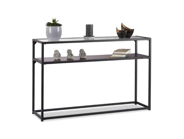 Relaxdays Schwarzer Konsolentisch mit Glasplatte