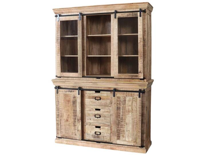 Buffetschrank Landhaus VODICE 150cm Massivholz Vitrine Design Vintage