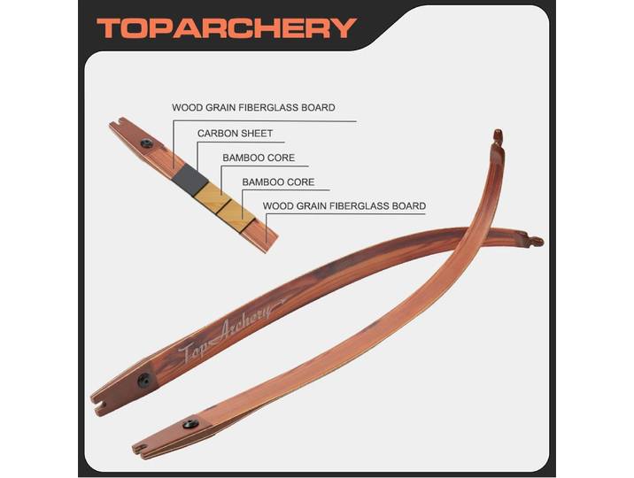 Toparchery 25 ~ 60lbs 62 ILF arc classique membre bambou carbone noyau costume pour 17/19 pouces ILF arc poignée pour accessoires d'arc de chasse