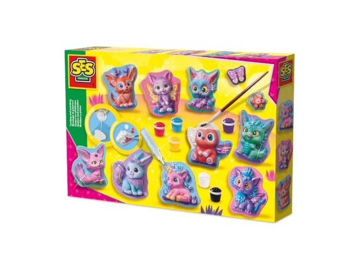 SES Creative 01342 Casting en Schilderen - Leuke fantasiefiguren - Creatieve knutselset voor kinderen vanaf 5 jaar - Maak 11 leuke figuren, waaronder draken, eenhoorns, konijnen en meer