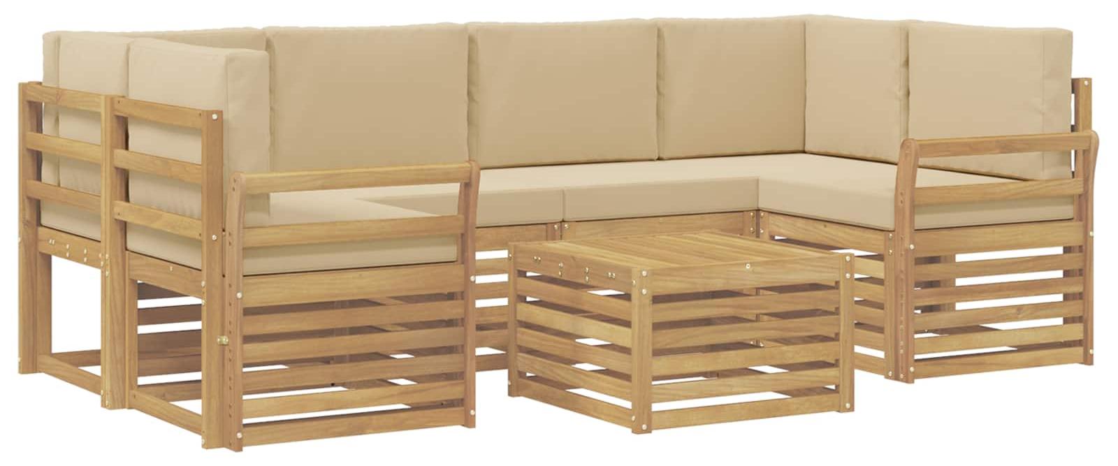 Garnitur von Gartenmöbeln bestehend aus einem Sofa mit 7 Kissen, Farbe Beige, Material Polyester