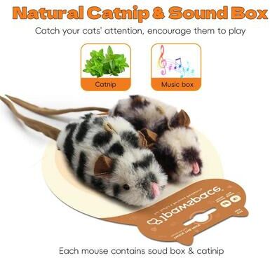Inspired Living Smart Chase Mouse Interactive Cat Toy Automatic Moving Plush Mouse For Indoor Cats 2 Mice (not Moving)