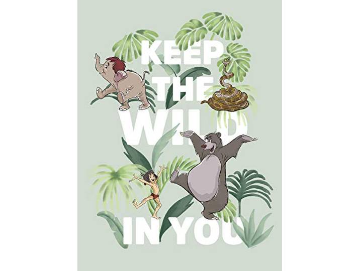 Komar Disney Wandbild Jungle Book Keep The Wild Kinderzimmer, Babyzimmer, Dekoration, Kunstdruck ohne Rahmen WB090-30x40 Größe: 30 x 40 cm (Breite x Höhe), Bunt