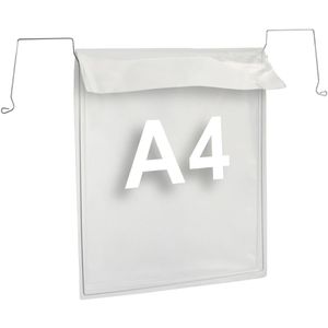 Sprintis Kennzeichnungstasche A4 hoch, Drahtbügeltasche mit Klappe, transparent, 10 Stück