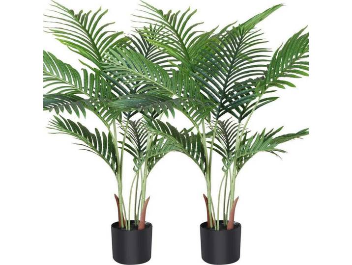 Künstliche Palme 110 cm 2-teiliges Set, Grün, Kunststoff, 109.2 cm, Dekoration, Blumen & Blumentöpfe, Kunstpflanzen