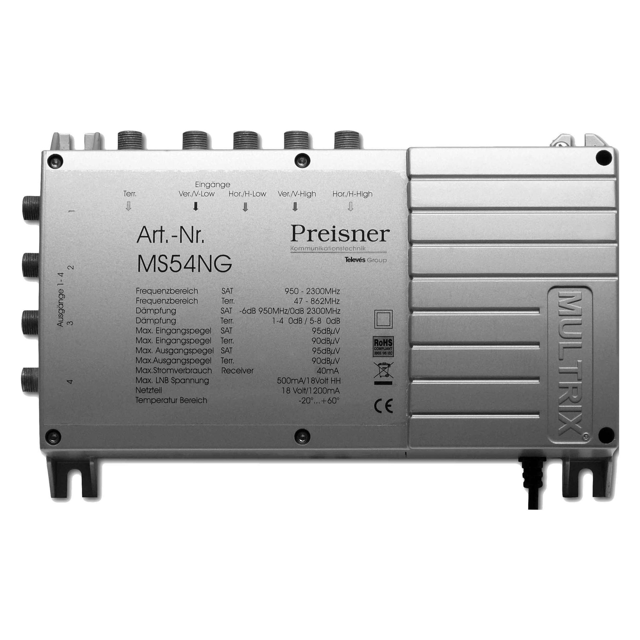 Televes MS54NG Kabel-Splitter-/Verbinder Grau Kabelspalter oder -kombinator (MS54NG)